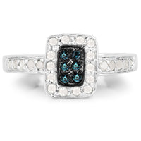 0.36 Carat Genuine Blue Diamond and White Diamond .925 Sterling Silver Ring