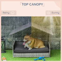 Wicker Pet House Dog Bed for Indoor/Outdoor Rattan Furniture with Cushion