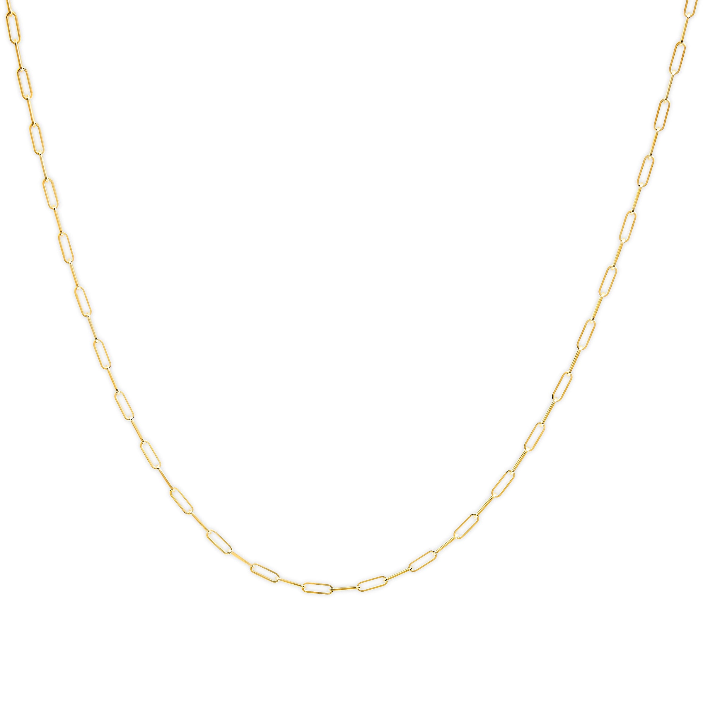 Solid 14K Yellow Gold 2.5mm Paperclip Chain Necklace Unisex 18" Inches