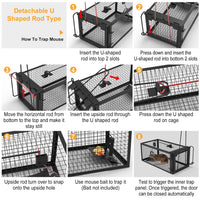 2 Pack Rat Trap Cage Humane Live Rodent Trap Cage Galvanized Iron Mice Mouse Control Bait Catch With Detachable U Shaped