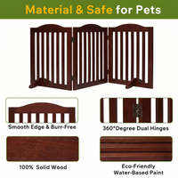 Wooden Freestanding Foldable Pet Gate for Dogs, 24 inch 3 Panels Step Over Fence, Dog Gate for The House, Doorway