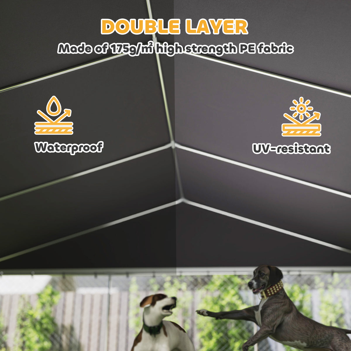 Heavy Duty Outdoor Dog Kennel with Waterproof Roof, Secure Latch, Chain Link Dog Run for Backyard, 19.7 x 19.7 x 8.9