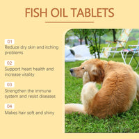 Dog Fish Oil Chewable Tablets,3 Skin & Coat Supplement For Itchy Skin, Seasonal Allergies, Support Bone, Digestion & Rep