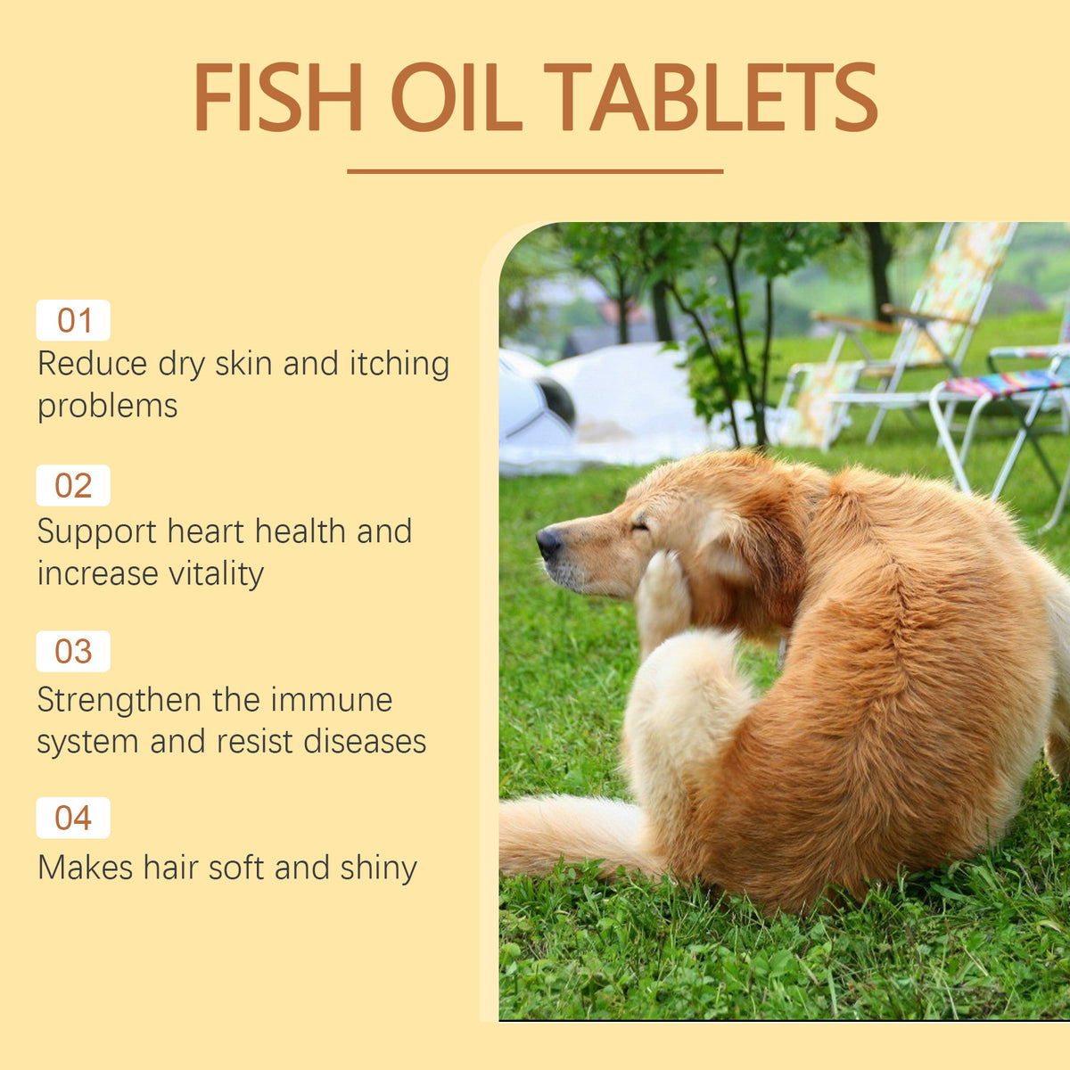Dog Fish Oil Chewable Tablets,3 Skin & Coat Supplement For Itchy Skin, Seasonal Allergies, Support Bone, Digestion & Rep