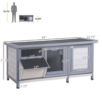 Wooden Rabbit Hutch Bunny Hutch Cage Guinea Pig with Waterproof Roof, No Leak Tray and Feeding Trough, for Rabbits, Chic