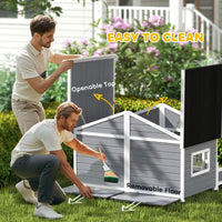 Dog House Outdoor, Wooden Dog Kennel Weatherproof with Porch, Openable Roof, Removable Bottom, Elevated Floor, Double Ro