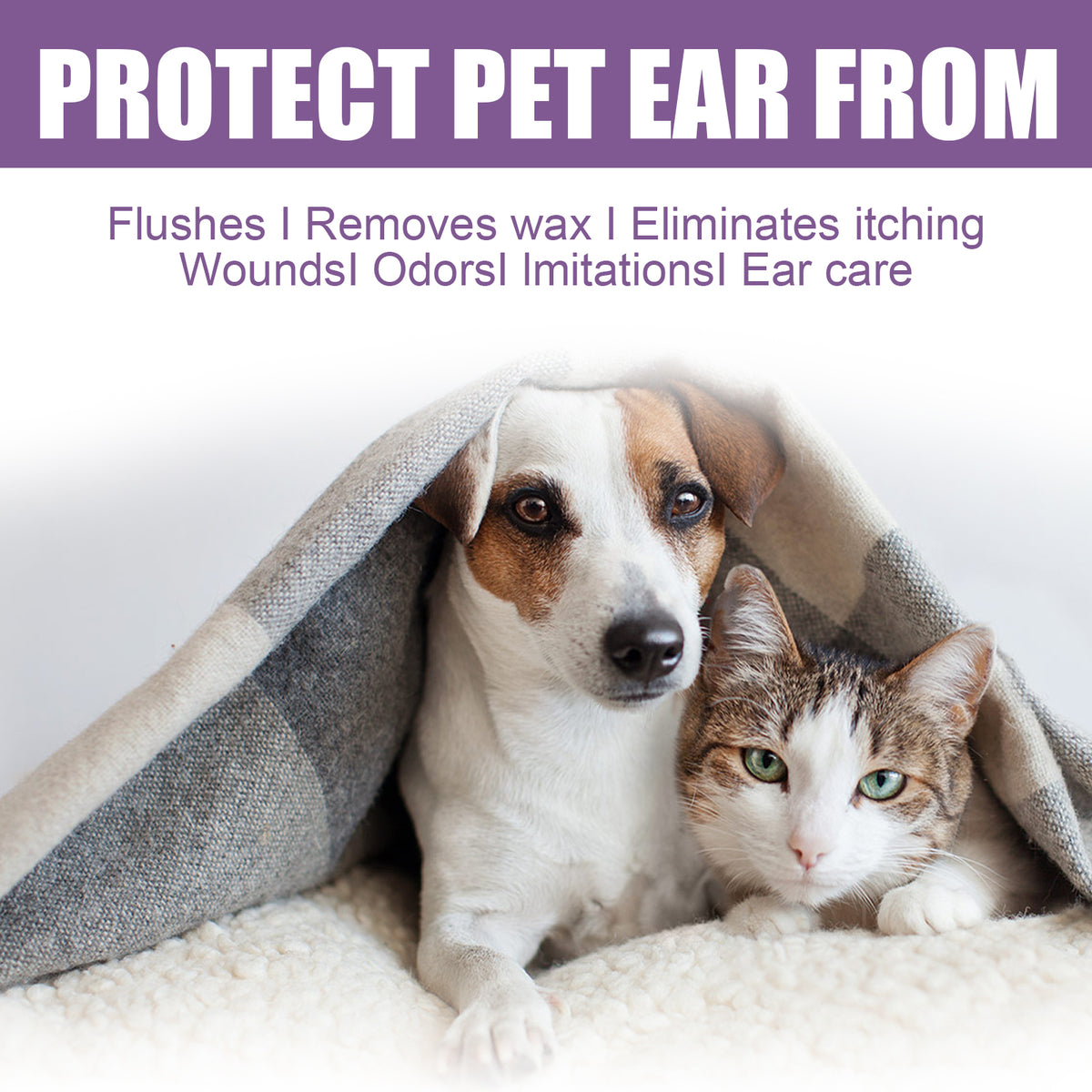 118ml Pet Ear Rinse Cleaner With Glycerin & Disodium EDTA, Anti-Itch Antimicrobial Ear Wash For Dogs Cats, Alcohol-Free 