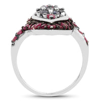 1.77 Carat Genuine Blue Sapphire and Ruby .925 Sterling Silver Ring