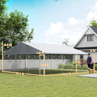 Heavy Duty Outdoor Dog Kennel with Waterproof Roof, Secure Latch, Chain Link Dog Run for Backyard, 19.7 x 19.7 x 8.9