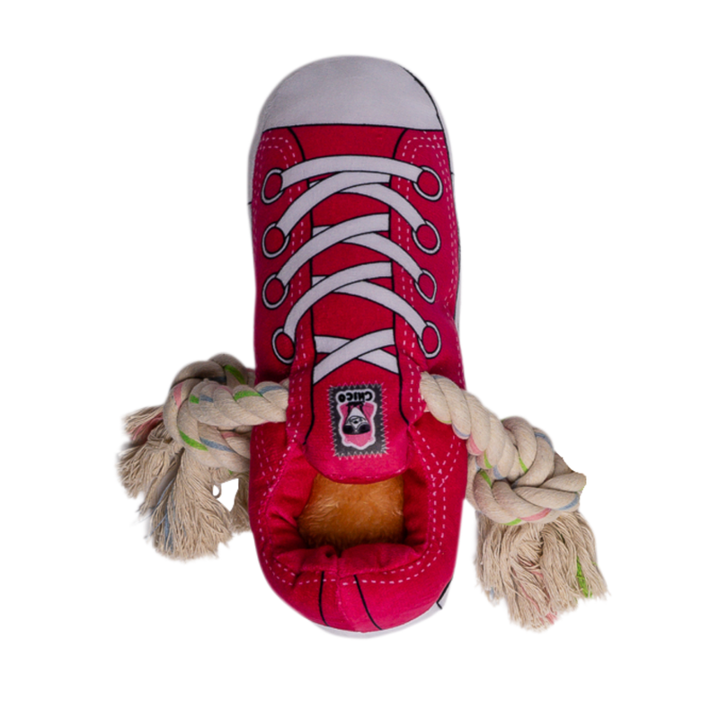 Squeaky Comfort Plush Sneaker Dog Toy – with Treat Compartment, Safe & Durable – Pink - BIG FRENCHIES