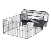 Small Animal Play Fence Cage With Rolling Casters, Water Bottle