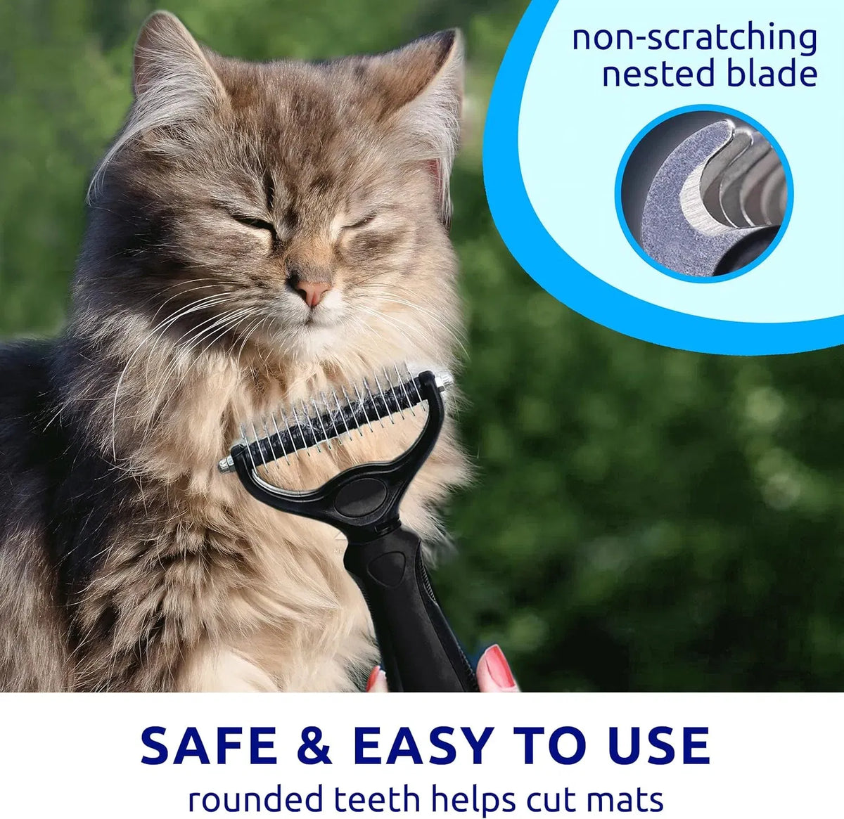 Black pet hair removal dog brush for hair removal - indoor cats use cat brush, long and short haired dogs use double-sid