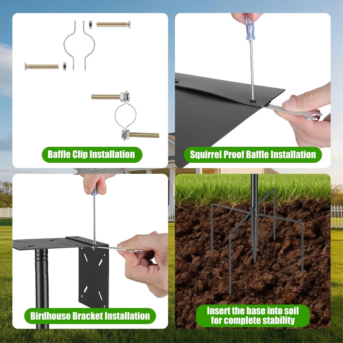 94Inch Squirrel Proof Bird Feeder Pole Heavy-Duty Bird House Pole Outdoor Bird Feeding Station with 5 Adjustable Heights