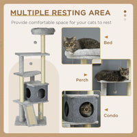 57.5" Cat Tree with Scratching Posts, Large Cat Tower for Indoor Cats with Bed, House, Toys, Grey