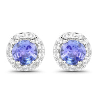 3.77 Carat Genuine Tanzanite and White Topaz .925 Sterling Silver 3 Piece Jewelry Set (Ring, Earrings, and Pendant w/ Chain)