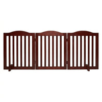Wooden Freestanding Foldable Pet Gate for Dogs, 24 inch 3 Panels Step Over Fence, Dog Gate for The House, Doorway