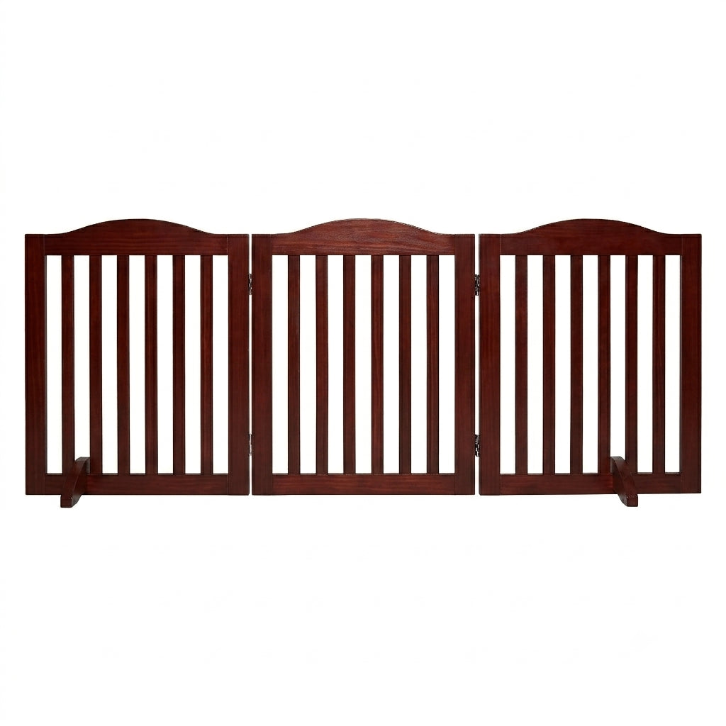 Wooden Freestanding Foldable Pet Gate for Dogs, 24 inch 3 Panels Step Over Fence, Dog Gate for The House, Doorway