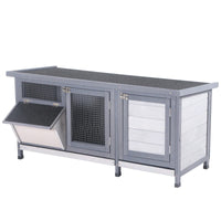 Wooden Rabbit Hutch Bunny Hutch Cage Guinea Pig With Waterproof Roof, No Leak Tray And Feeding Trough, For Rabbits, Chic