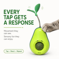 Avocado-Shaped Cat Tumbler Toy Interactive Wobble Toy That Self-Rights Includes Replaceable Feather & Catnip Ball Indoor