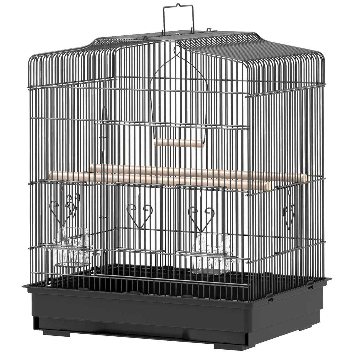 23" Bird Cage, Finches Canaries, Parrot Cage with Doors Perches, 2 Feeder Pet Supplies, Black