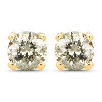 0.98 Carat Genuine LB Diamond 14K Yellow Gold Earrings