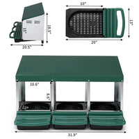 3 Compartment Roll Out Chicken Nesting Box With Plastic Basket, Egg Nest Box Chicken Laying Box Hens Chicken Coop Box, G