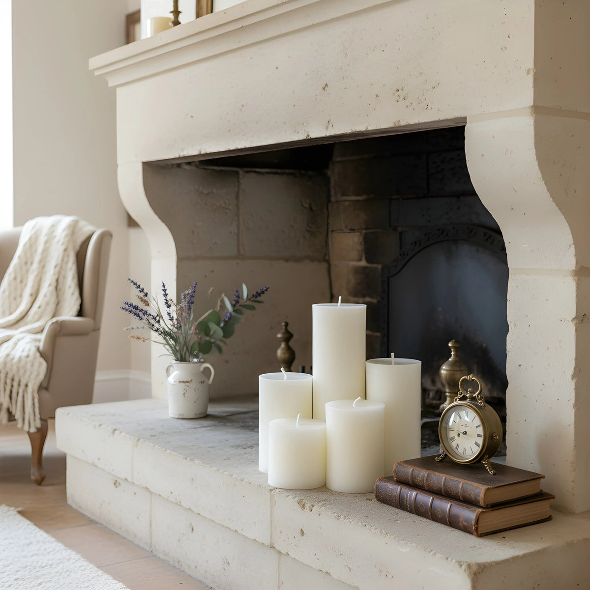 3 Inch White Beeswax Pillar Candles - BIG FRENCHIES