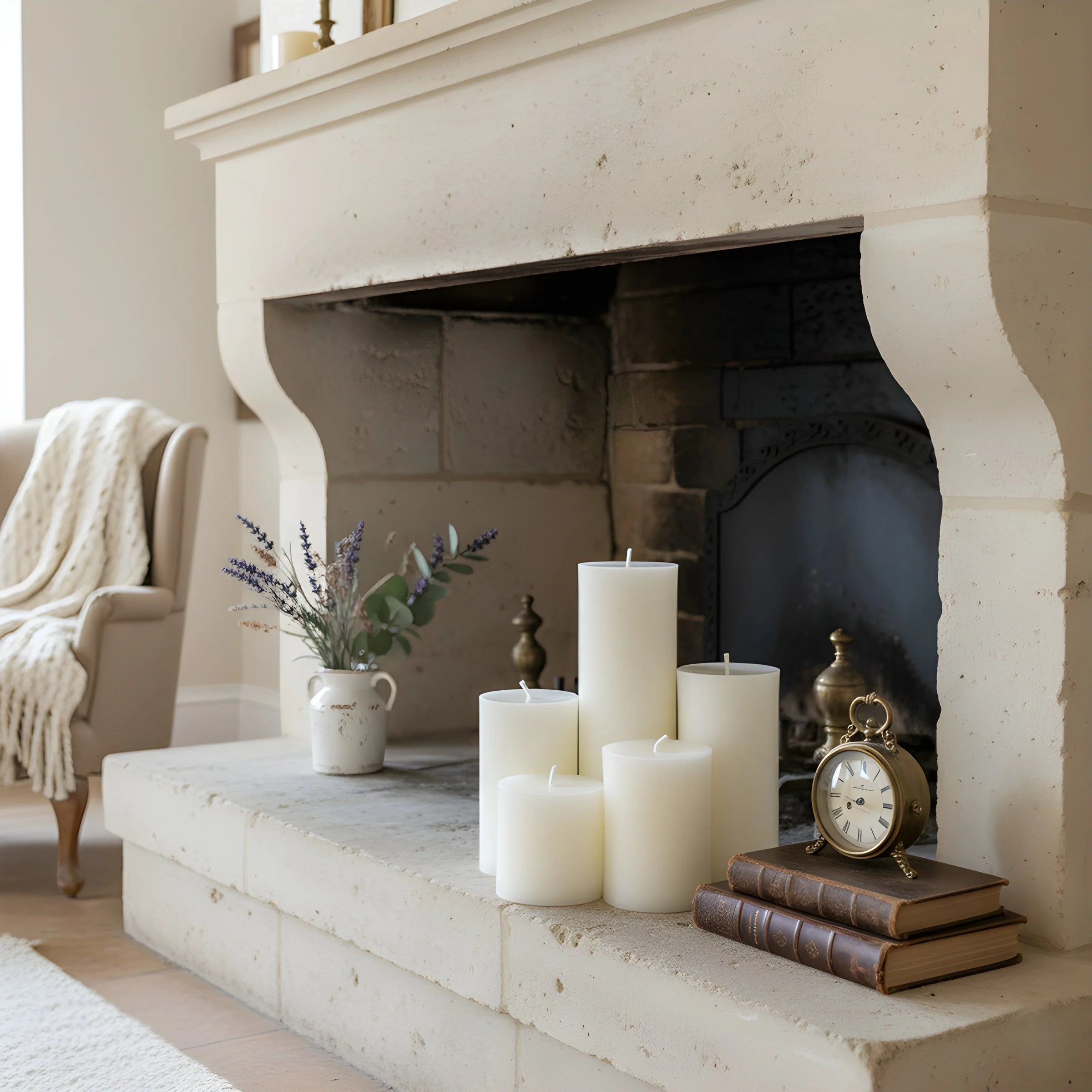 3 Inch White Beeswax Pillar Candles - BIG FRENCHIES