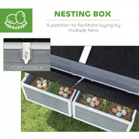 Wooden Chicken Coop W Wheels, Handles, 2 Nesting Boxes, 2 Trays, 4 Perches, Chicken Tractor For 4-6 Chickens, GrayFor Mu