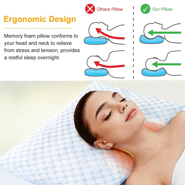 Cooling Memory Foam Pillow Ventilated Soft Bed Pillow With Cooling Gel Infused Memory Foam Heat Reducing Cooling Fiber B
