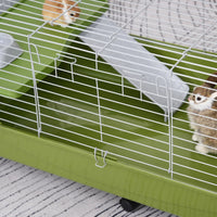 47 Small Animal Cage Chinchilla Guinea Pig Hutch Pet House With Platform Ramp, Food Dish, Wheels, & Water Bottle