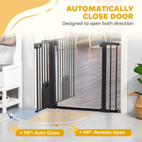 30"-41" Extra Wide Pet Gate Barrier with Small Door, 30"H Dog Gate with Safety Gate Barrier, Stair Pressure Fit, Black