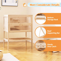 31.5 " Fir Wood Hamster Cage with Flip Mesh Roof, Multi-Level Activity Areas & Bottom Storage Shelf