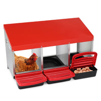 3 Compartment Roll Out Chicken Nesting Box with Plastic Basket, Egg Nest Box Chicken Laying Box Hens Chicken Coop Box, R