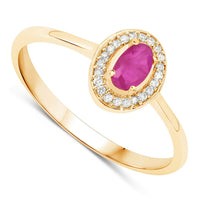 0.33 Carat Genuine Ruby and White Diamond 14K Yellow Gold Ring