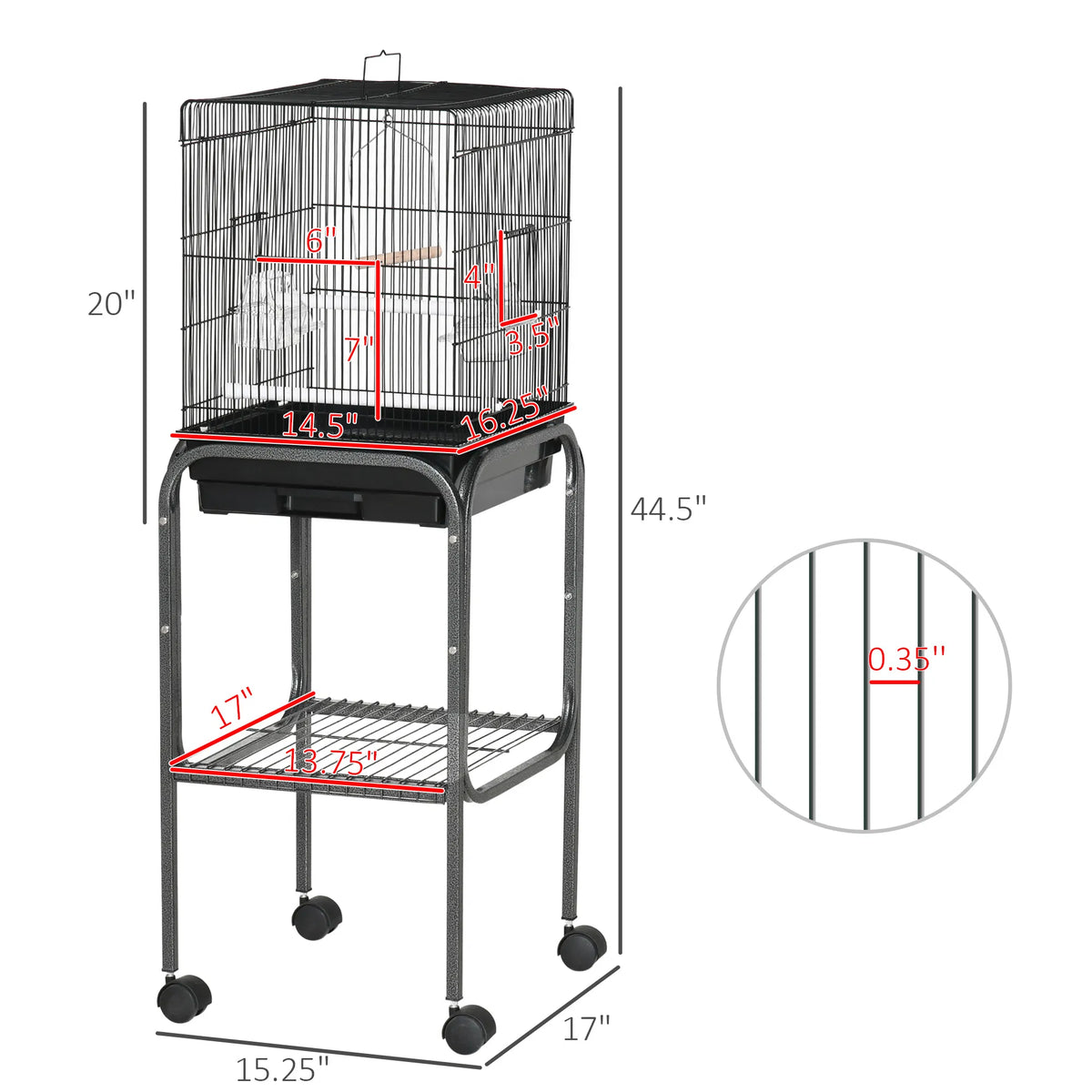 Bird Cage Starter Kit with Detachable Rolling Stand