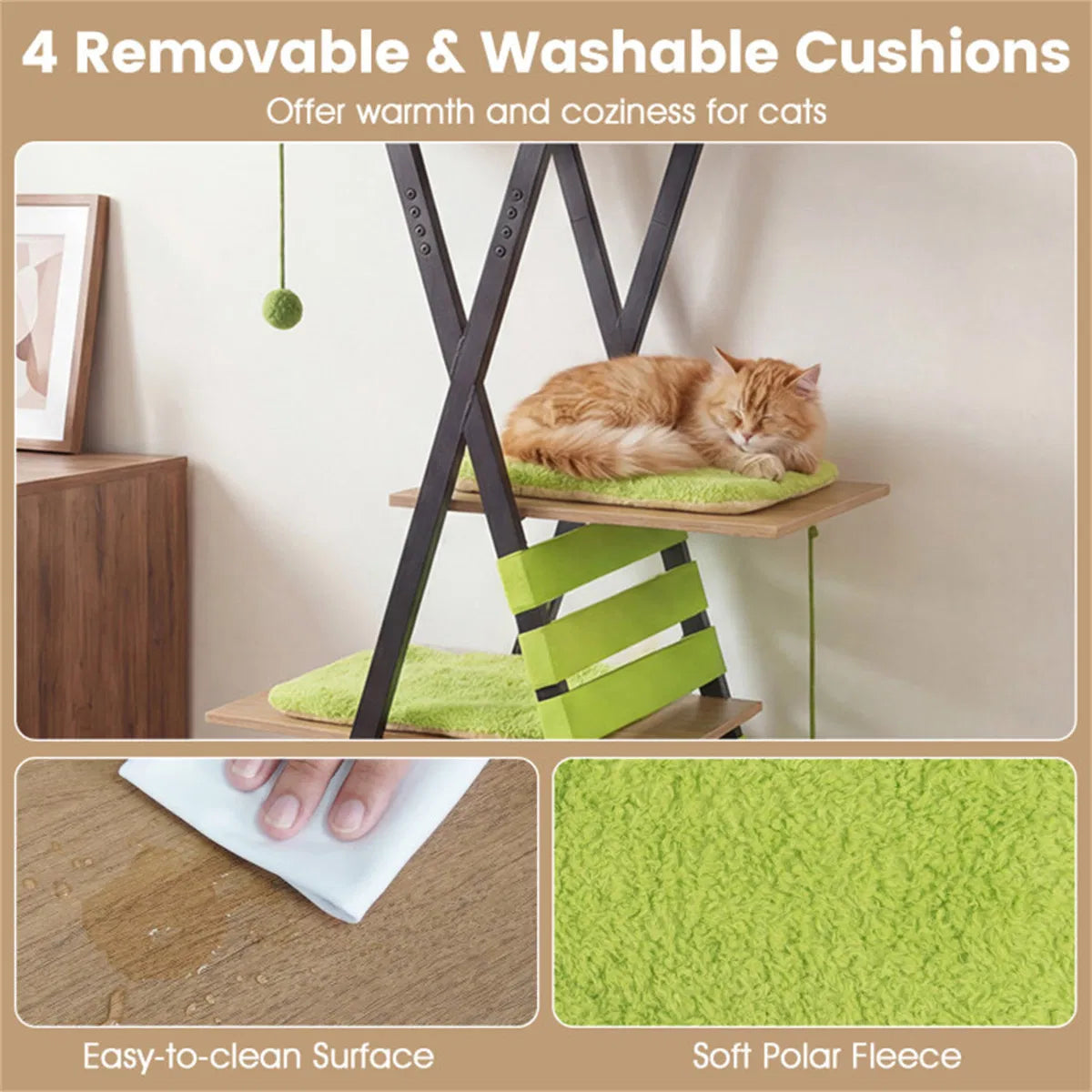 73" Multi-Level Cat Tree with Condo & Perch, Multi-Cat Climbing Tower with Scratching Pad & Interactive Toys