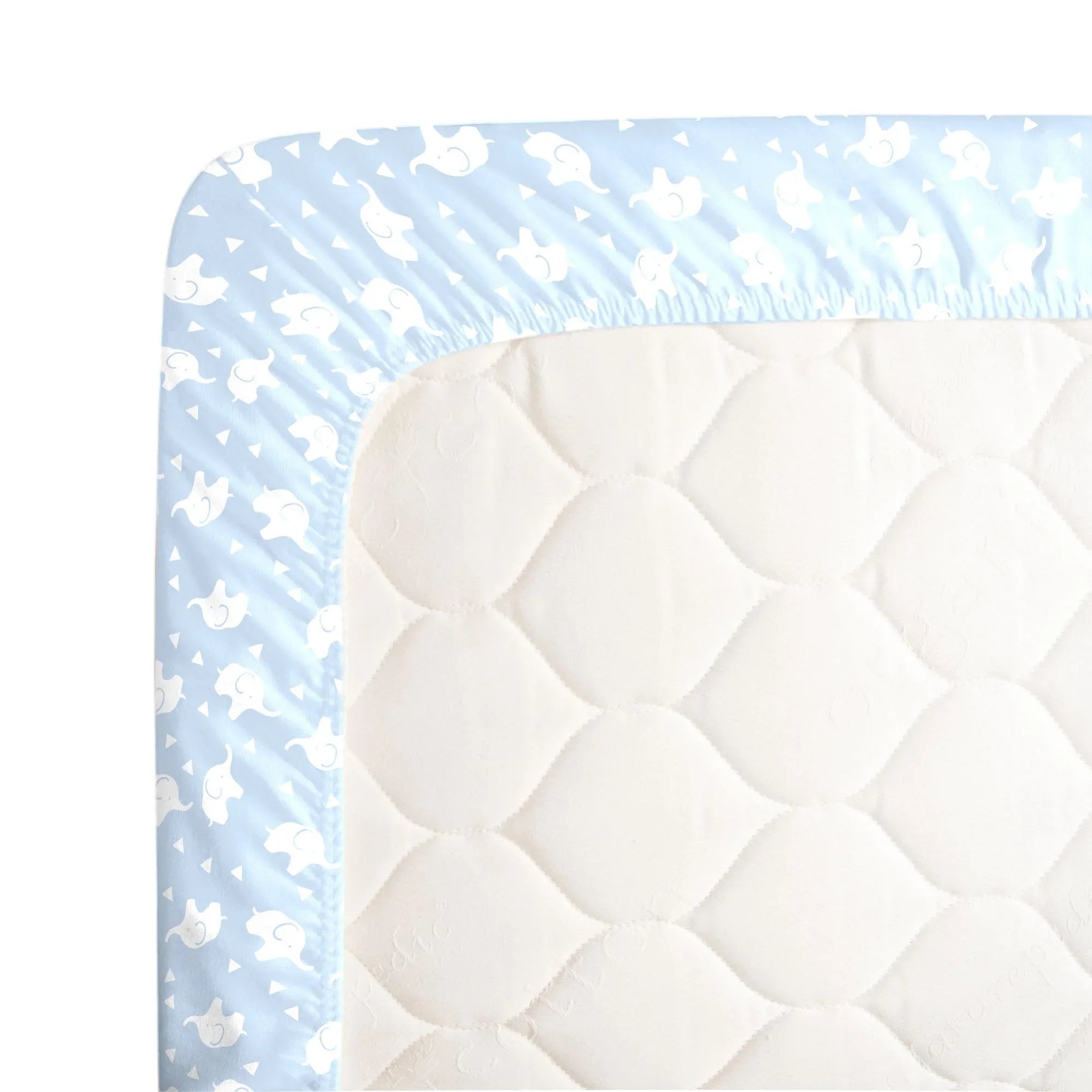 NoJo Super Soft Blue and White Elephant Fitted Mini Crib Sheet - BIG FRENCHIES