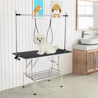 Foldable Pet Grooming Table with Adjustable H-shaped Arms, 330 LBS Capacity for Small-Large Dogs