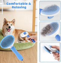 7pcs Pet Grooming Kit, Self-Cleaning Brush Shedding Kit With Nail Clipper, Flea Comb, Shampoo Bath Brush, Finger Toothbr