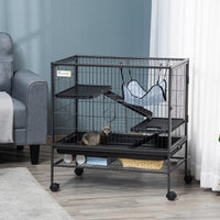 Small Animal Cage with Wheels, Pet Playpen for Rat, Syrian Hamster, Kitten, Ferrets, Chinchillas with Bottom Storage She