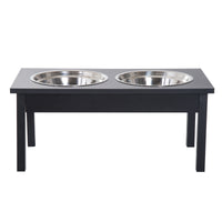 23" Wooden Heavy Duty Dog Food Bowls Pet Elevated Feeding Station -Black