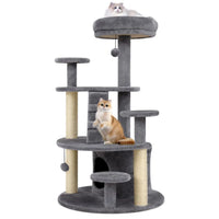 40" Multi-Level Cat Tree for Munchkin & Old Cats - Stable Wide Base, Soft Padded Perch + Large Condo (Gray)