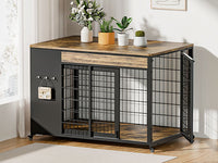 42-Inch Double Wide Wooden Double-Door Dog Crate Side Table Combo - Heavy-Duty DIY Assembly, Chew-Resistant Construction