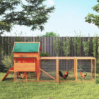 137" Wooden Chicken Coop for 4-6 Chickens, Backyard, Orange