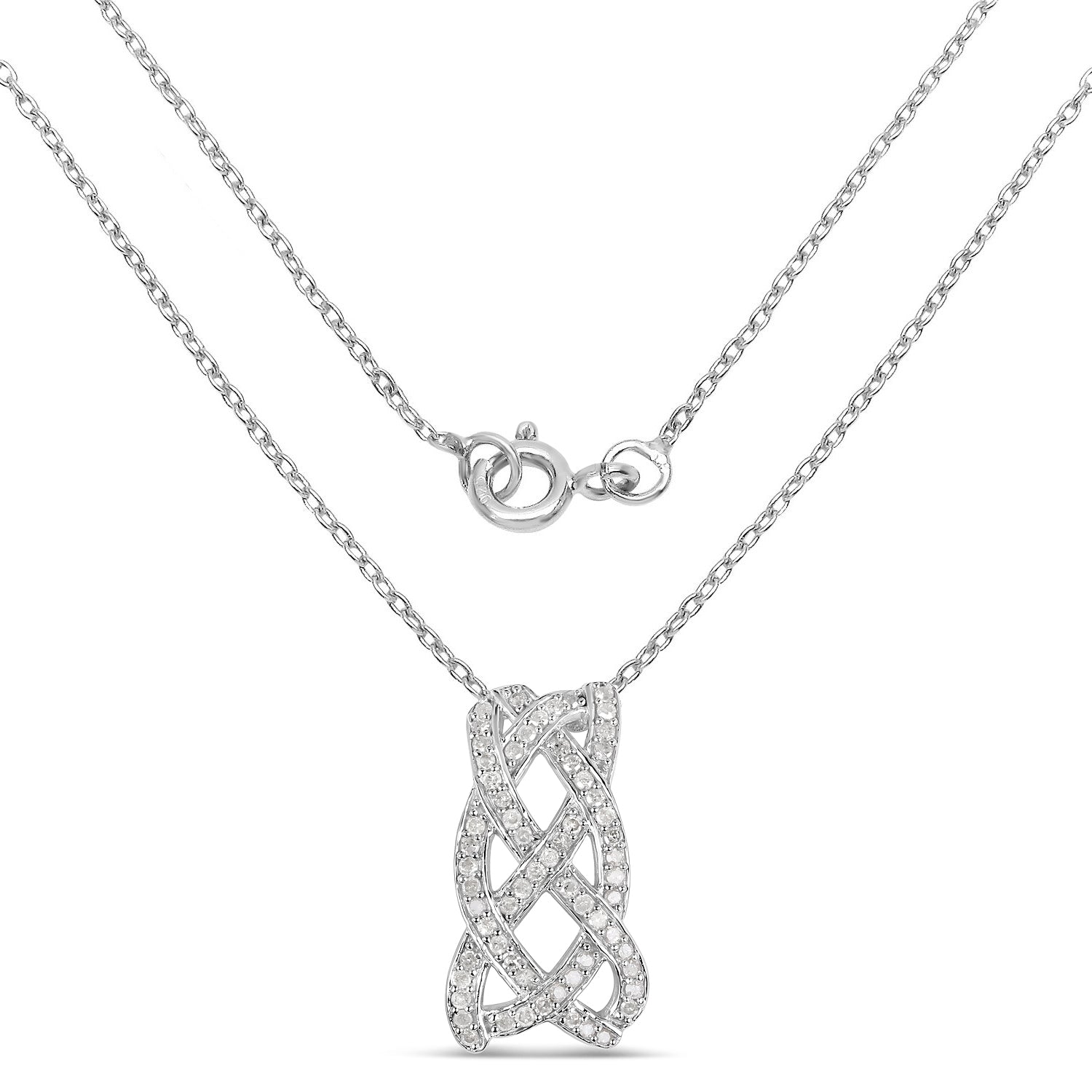 0.54 Carat Genuine White Diamond .925 Sterling Silver Pendant