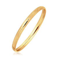 14k Yellow Gold Dome Style Children's Bangle with Diamond Cuts
