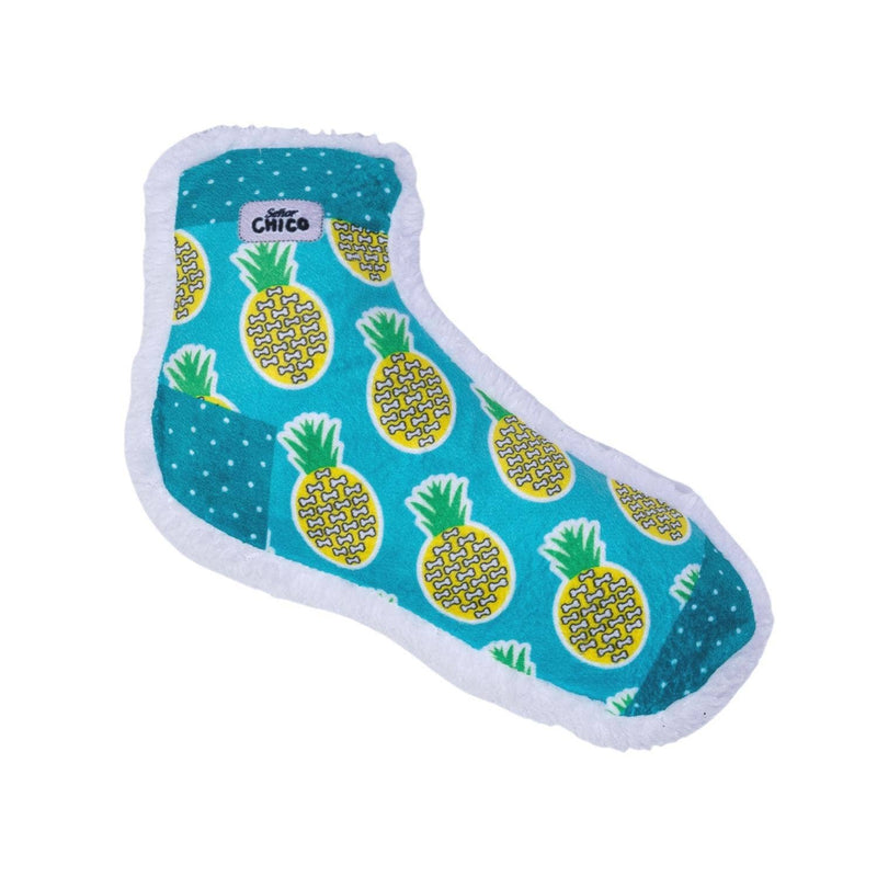 Squeaky Sock Plush Dog Toy – Whimsy Wonders Pineapple Design - BIG FRENCHIES