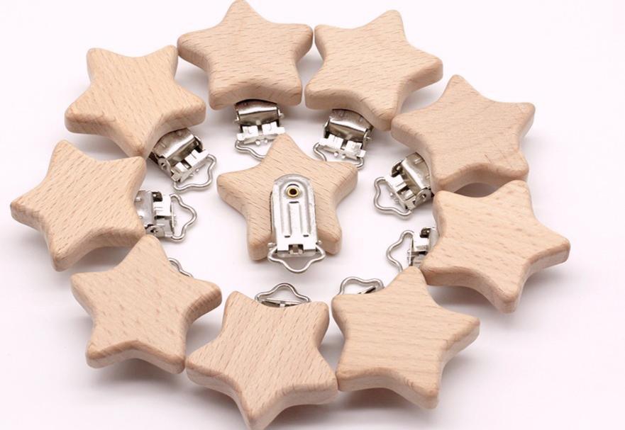 Modern Wood Naural Nipple Chain Accessories BPA Free Cute Modelling Beech Pacifier Clip Small Elephant Heart-shaped Holder for Pacifier - BIG FRENCHIES