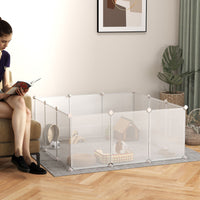 Pet Playpen DIY Small Animal Cage Open Enclosure Portable Plastic Fence 12 Panels for Guinea Pig Hedgehog White, 18" x 1